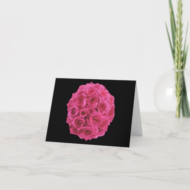 Carte pour notes bouquet rose chaud (Devant)