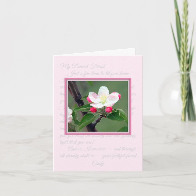 Carte pour notes classique en fleurs d'Apple rose (Devant)