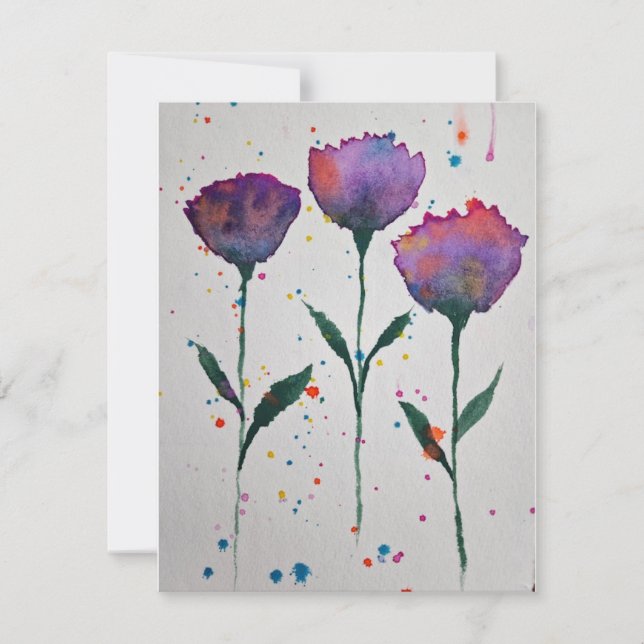Carte pour notes d'aquarelle florale (Devant)