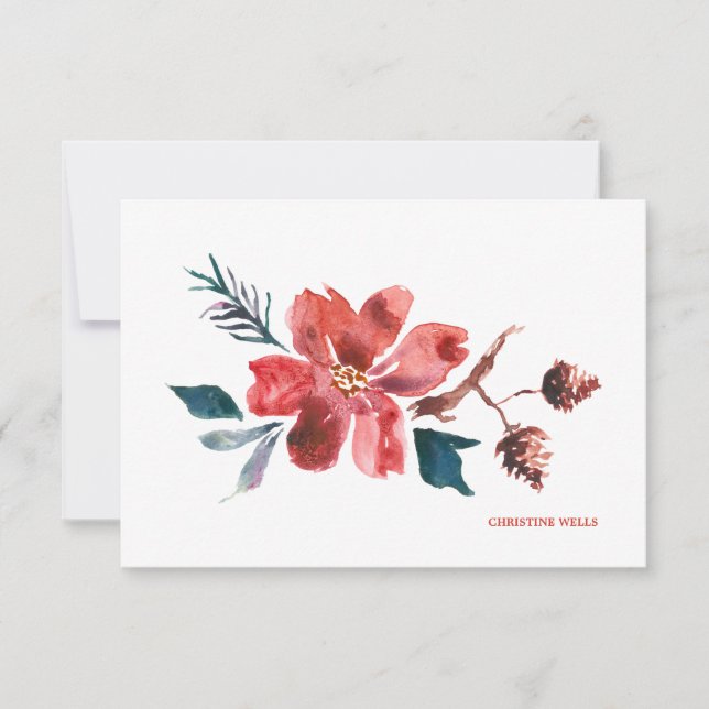 Carte pour notes d'aquarelle Poinsettia (Devant)