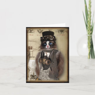 Carte pour notes de coutume de chat de Steampunk