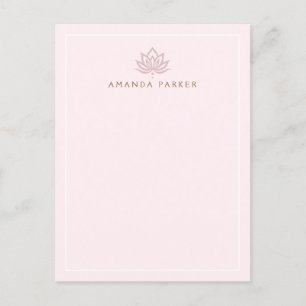 Carte pour notes de guérison stylisé lotus rose fl