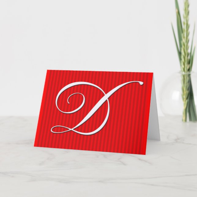 Carte pour notes de monogramme à pointes rouges -  (Devant)