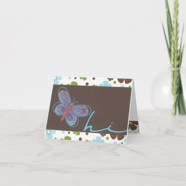 Carte pour notes de papillon salut (Devant)