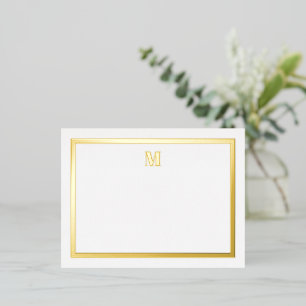 Carte pour notes d'initiaux classiques Gold Foil