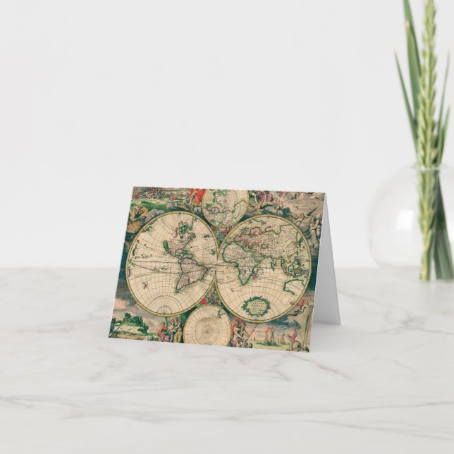 Carte pour notes du 17ème siècle de carte du monde (Devant)