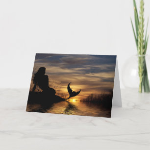 Carte pour notes du coucher de soleil de la sirène