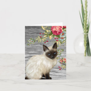 Carte pour notes en tableau avec chat siamois pein