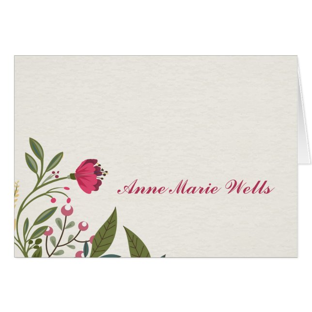 Carte pour notes floral plié avec la photo (Devant horizontal)