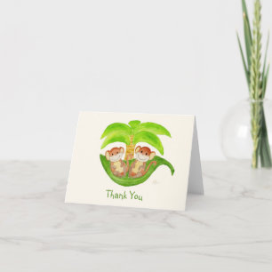 Carte pour notes Merci de singes Twins