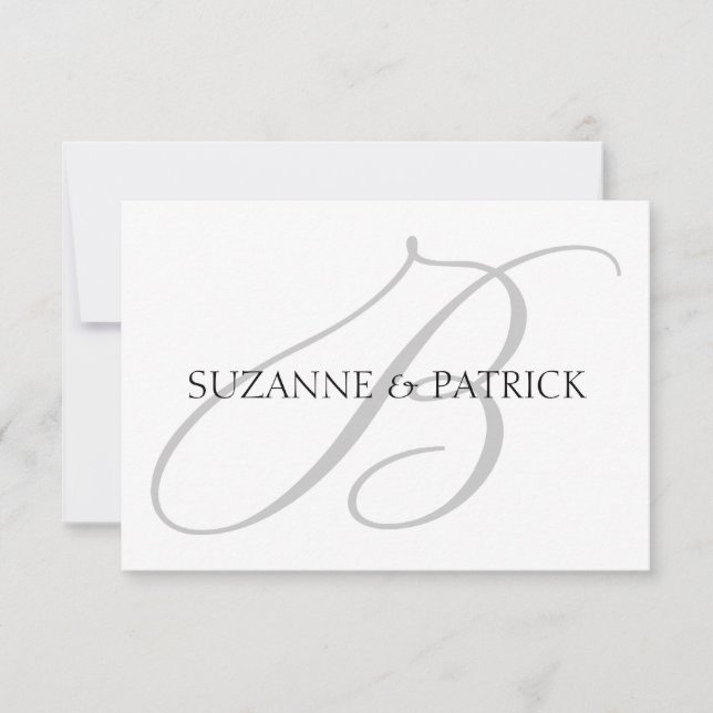 Carte pour notes Monogramme de script B (Argent /  (Devant)