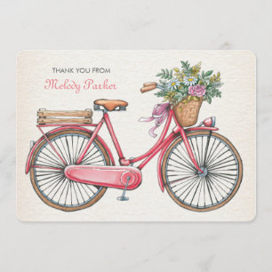 Carte pour notes personnalisé par bicyclette rose