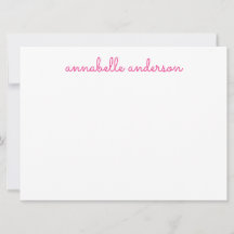 Carte pour notes personnalisé rose mou de script s