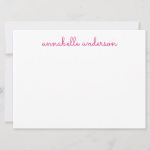 Carte pour notes personnalisé rose mou de script s