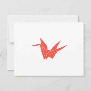 Carte pour notes plat de la grue Origami rouge