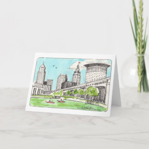 Carte pour notes plié Cleveland Skyline