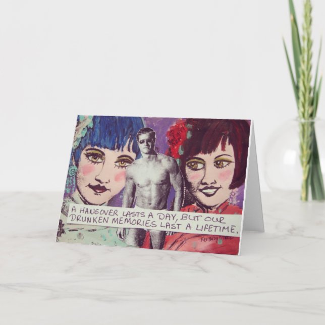 CARTE POUR NOTES-UN HANGOVER DURE UNE JOURNÉE MAIS (Devant)