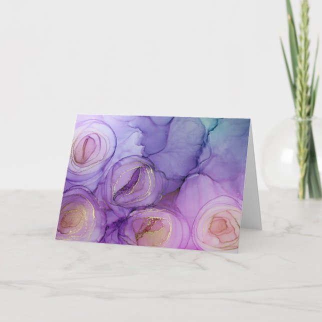 Carte pour notes vierge Abstrait de Roses violets (Devant)