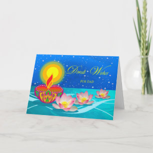 Carte Pour papa Diwali veut avec Diya et Lotus