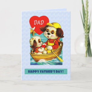 Carte Pour papa en Fête des pères. Chien vintage et Chie