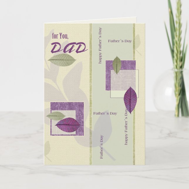 Carte Pour papa en Fête des pères. Élégant Motif feuille (Devant)