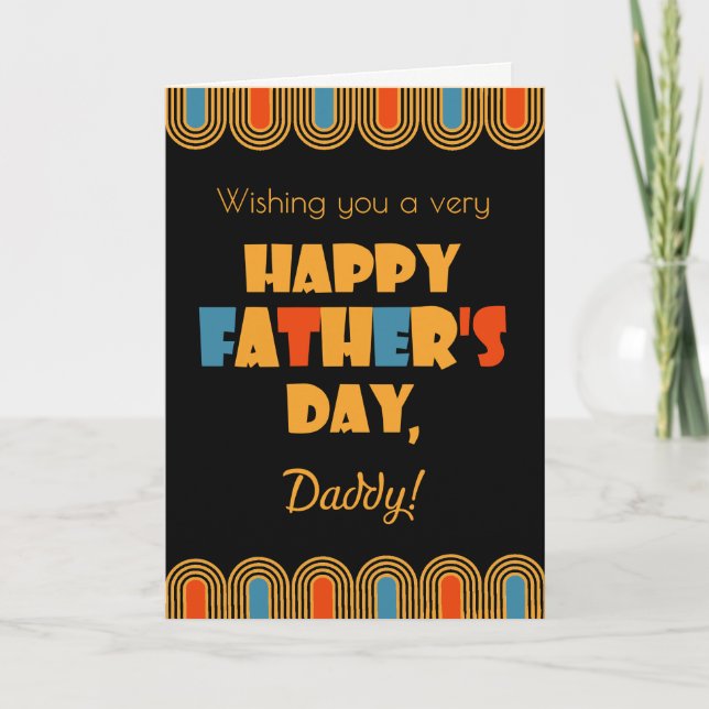 Carte Pour papa Fête des pères déco style sur noir (Devant)