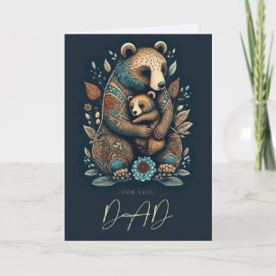 Carte Pour papa sur Fête des pères mignonne ours Folk Ar