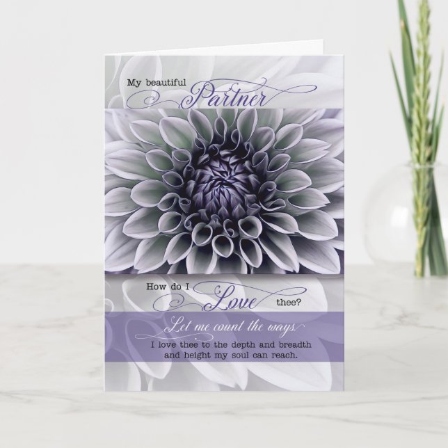 Carte pour partenaire Romantique Anniversaire Soft Laven (Devant)