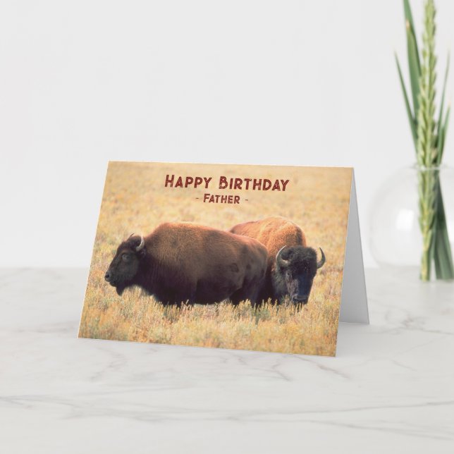 Carte Pour Père Anniversaire avec une paire de bisons (Devant)