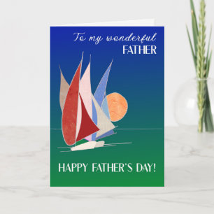 Carte Pour père en Fête des pères Bateaux à voile au cou