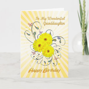 Carte Pour Petite-fille, anniversaire avec fleurs jaunes