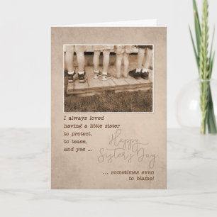 Carte Pour Petite Soeur sur son Humour Vintage d'anniver