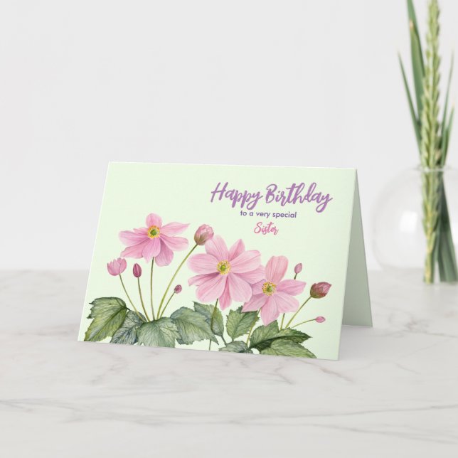 Carte Pour Soeur à Anniversaire Rose Japonais (Devant)