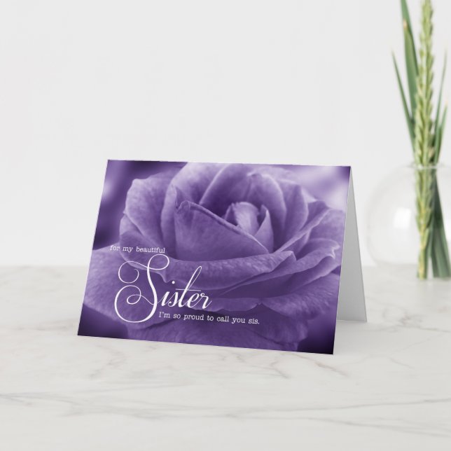Carte pour Soeur de Soeur Puple Rose Fête des Mères (Devant)