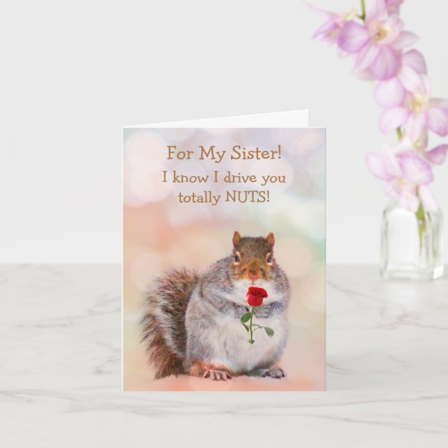 Carte Pour Soeur Funny Squirrel Anniversaire (Orchidée)