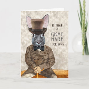 Carte Pour Son Amusant Anniversaire Hipster Rabbit Gris