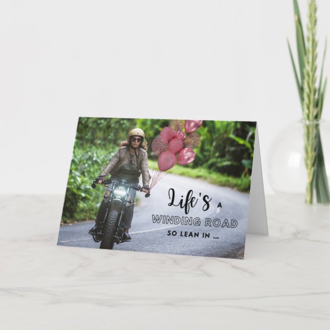 Carte Pour son Motorcycle à thème Anniversaire sur courb (Devant)