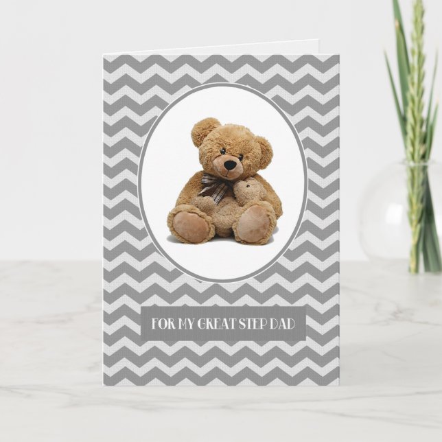 Carte Pour Stepfather en Fête des pères. Nounours mignon (Devant)