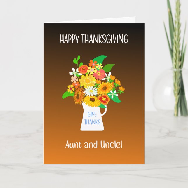 Carte Pour tante et oncle Thanksgiving Bouquet de fleurs (Devant)