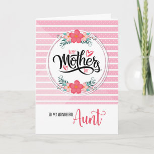 Carte Pour tante on Mother's Day Pink Bontanical