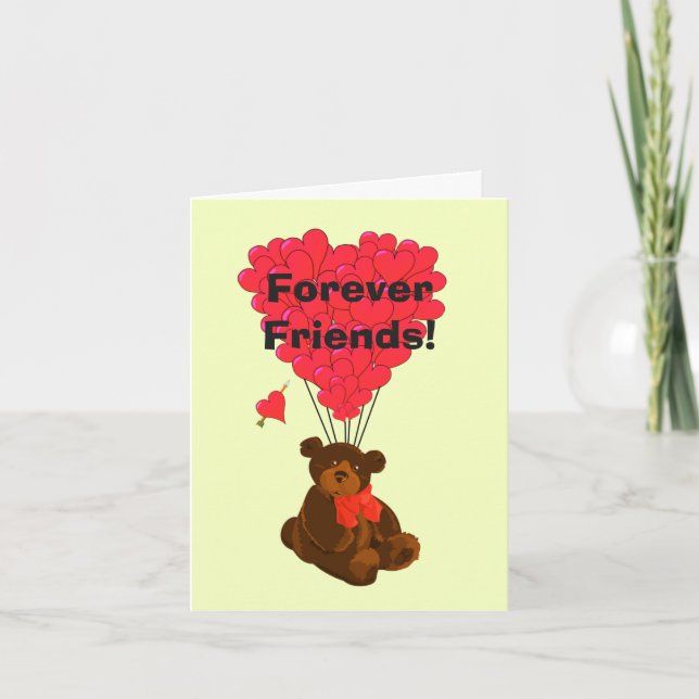 Carte Pour toujours amis drôle mignon ours en peluche et (Devant)