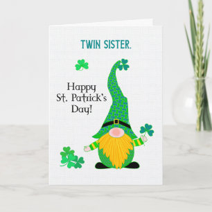 Carte Pour Twin Sister St Patrick's Fun Leprechaun Card