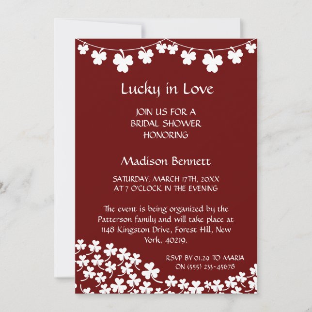 Carte pour une baby shower de la Saint-Patrick Cha (Devant)