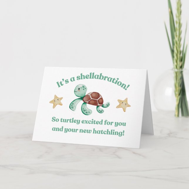 Carte pour une Baby Shower Tortue (Devant)
