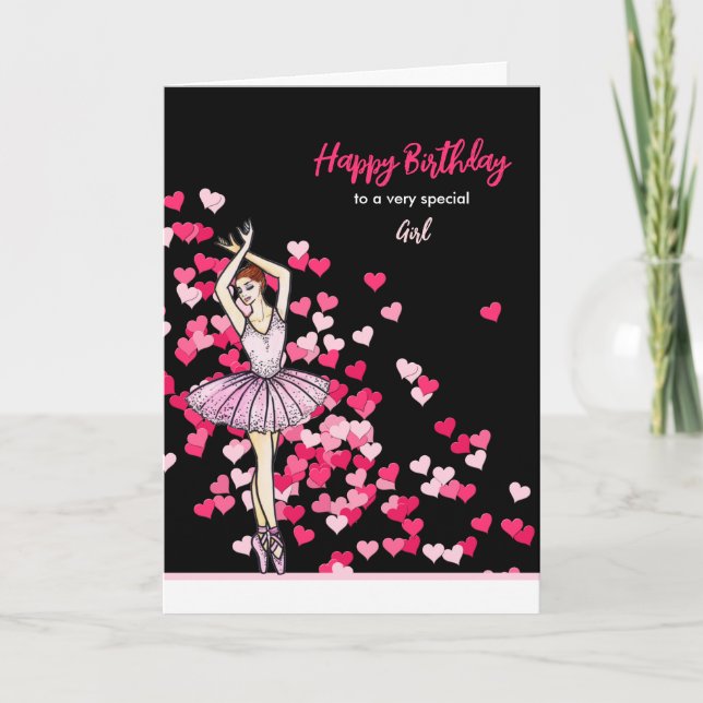 Carte Pour Une Fille Spéciale Anniversaire Ballerina Ros (Devant)