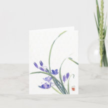 Carte pourpre d'aquarelle d'orchidée