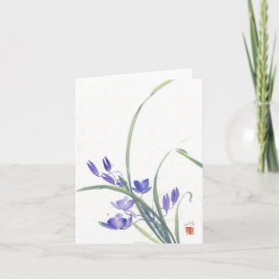 Carte pourpre d'aquarelle d'orchidée