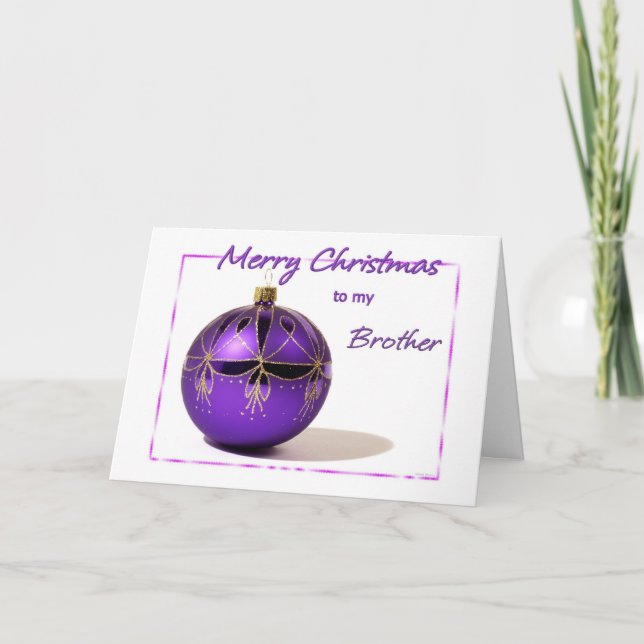 Carte pourpre de boule de frère de Joyeux Noël (Devant)