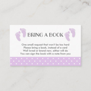 Carte pourpre de demande de livre de baby shower