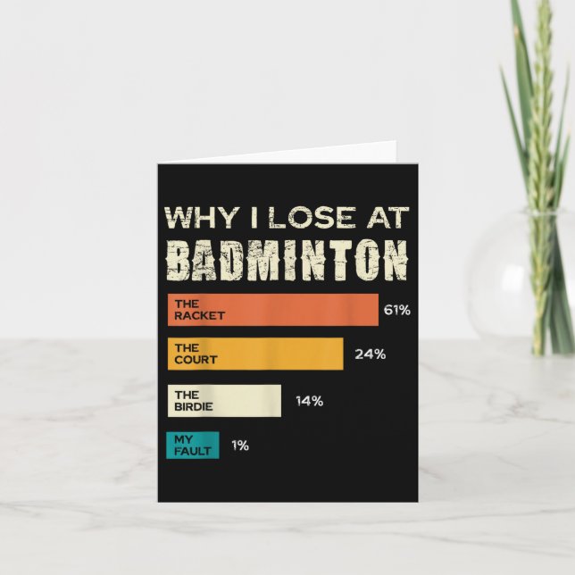 Carte Pourquoi je perds au badminton la raquette de cour (Devant)
